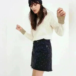 Madewell Rigid Denim A-Line Mini Skirt: Metallic Dots Edition Size 25